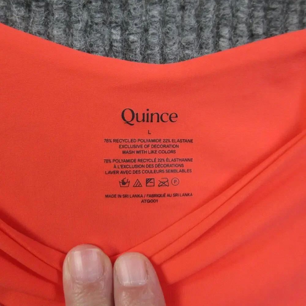 Quince Bikini Womens XL Orange Triangle Halter Thong Lined Adjustable NWT